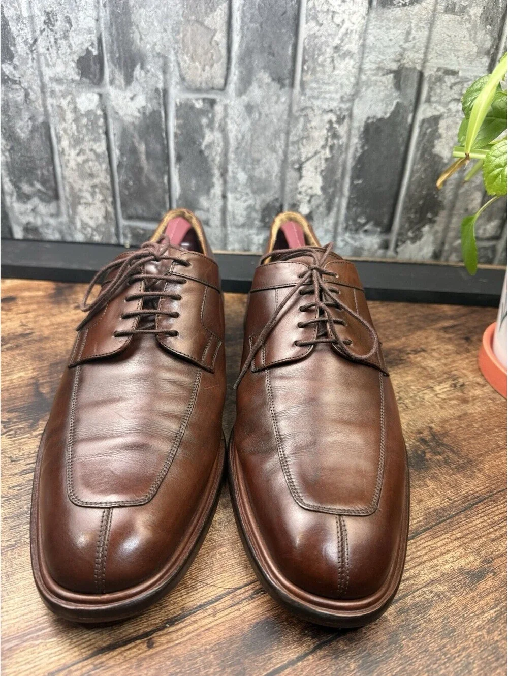 Mezlan Fiore Men’s Brown Leather Lace-Up Derby Dress Shoes Lined US 12 M